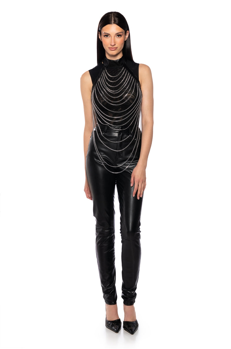 Side View Buttery Faux Leather Pants With 4 Way Stretch In Black
