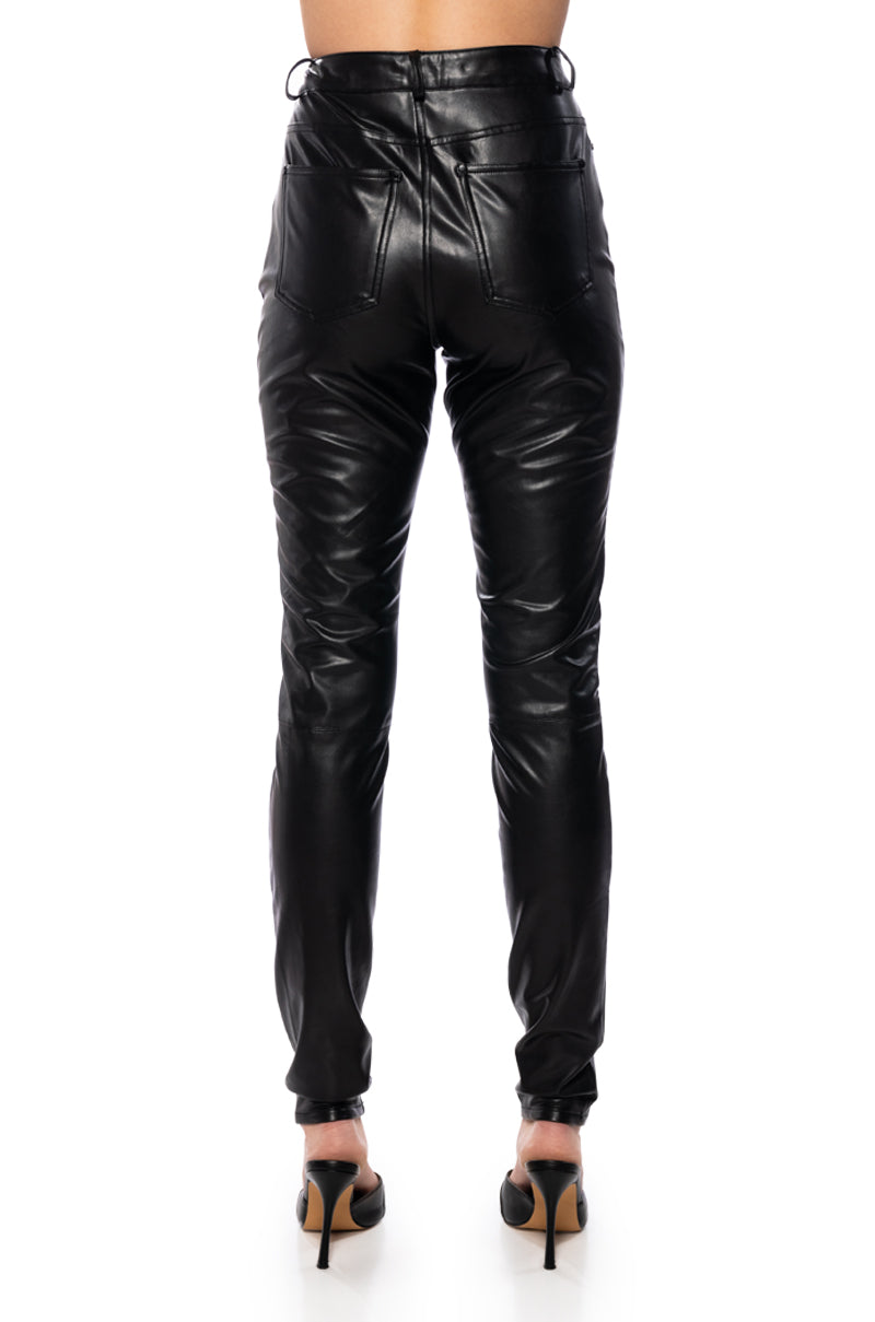Full View Buttery Faux Leather Pants With 4 Way Stretch In Black