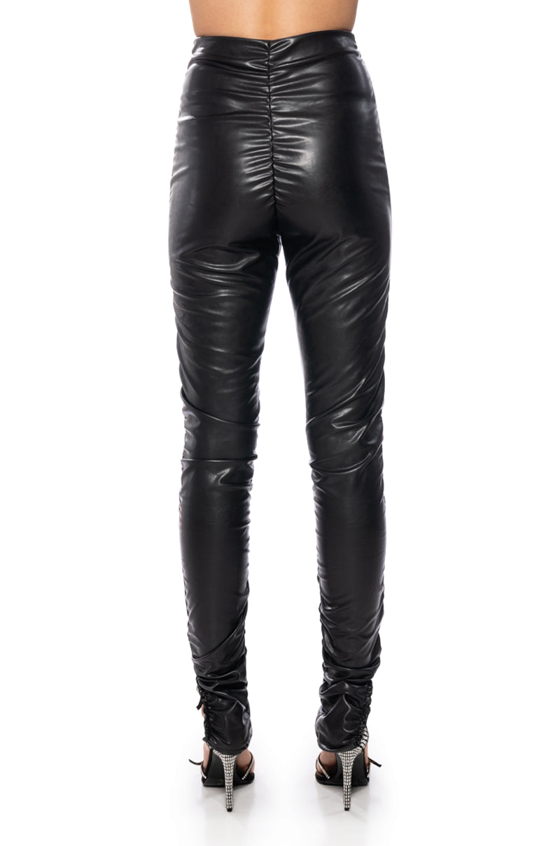 Full View Buttery Ruched Faux Leather Leggings