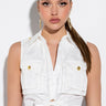 Front View Cadet Sleeveless Tie Front Button Down