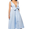 Front View Caiden Tie Front Midi Dress In Blue