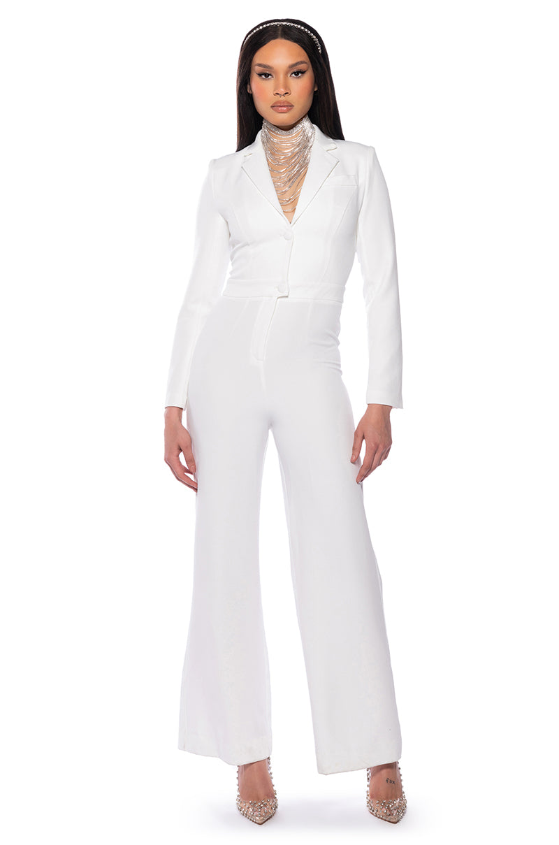 Front View Calista Long Sleeve Blazer Jumpsuit view 1