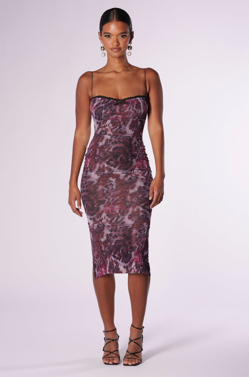 Side View Calista Mesh Midi Dress view 3