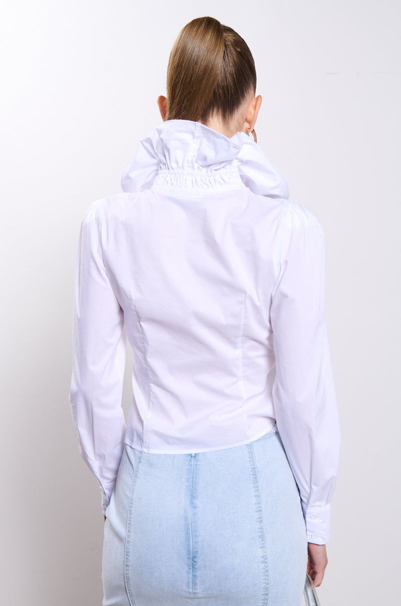 Full View Calista Statement Ruffle Collar Button Down Blouse