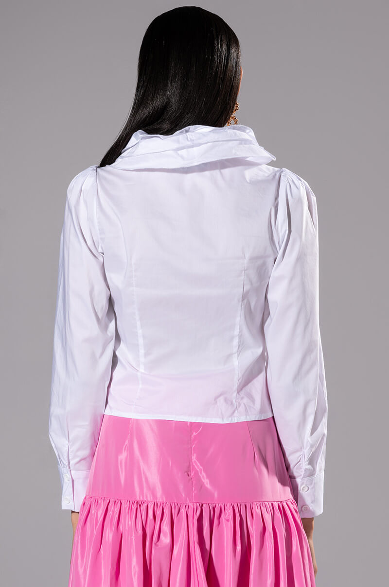 Extra View Calista Statement Ruffle Collar Button Down Blouse 24