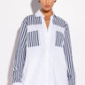 Front View Call Back Later Colorblock Poplin Button Down
