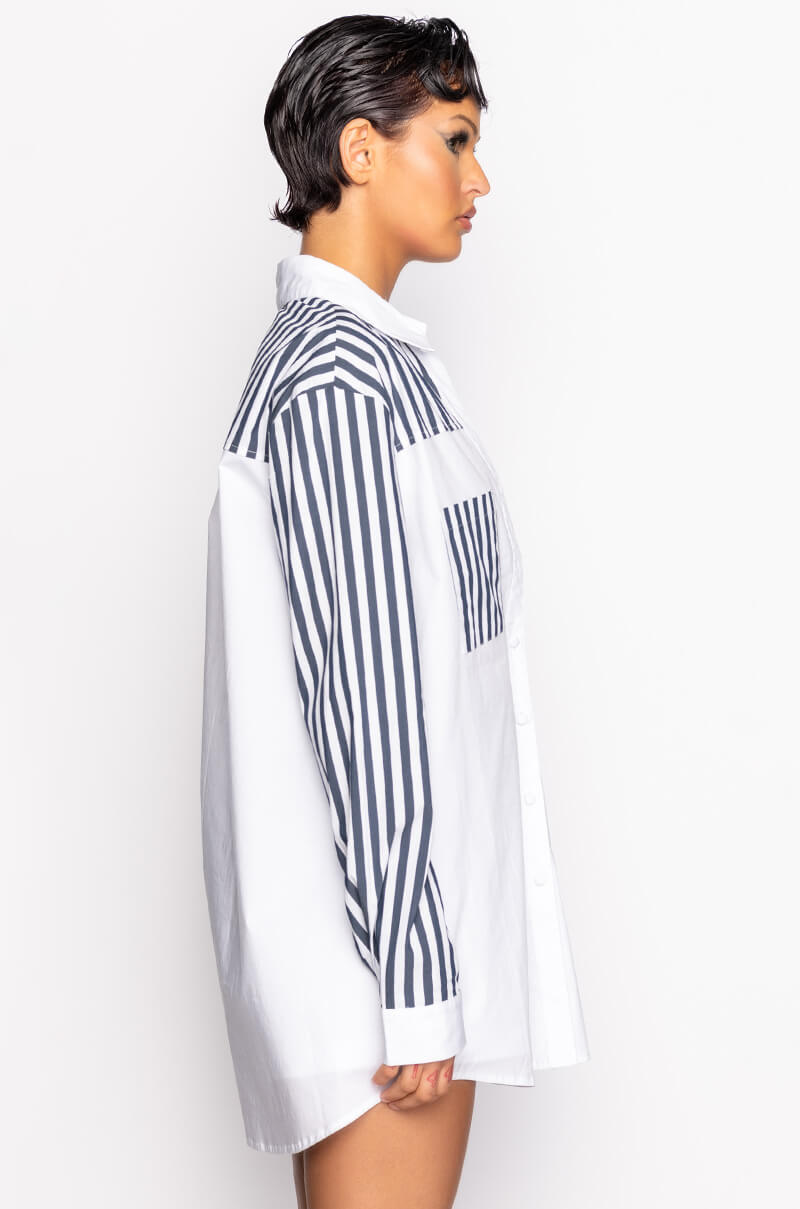 Extra View Call Back Later Colorblock Poplin Button Down