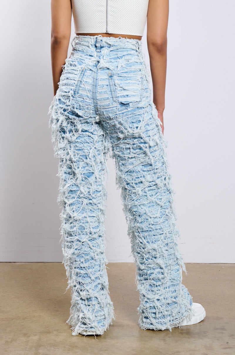 Back View Call Me Crazy Distressed Denim Pant