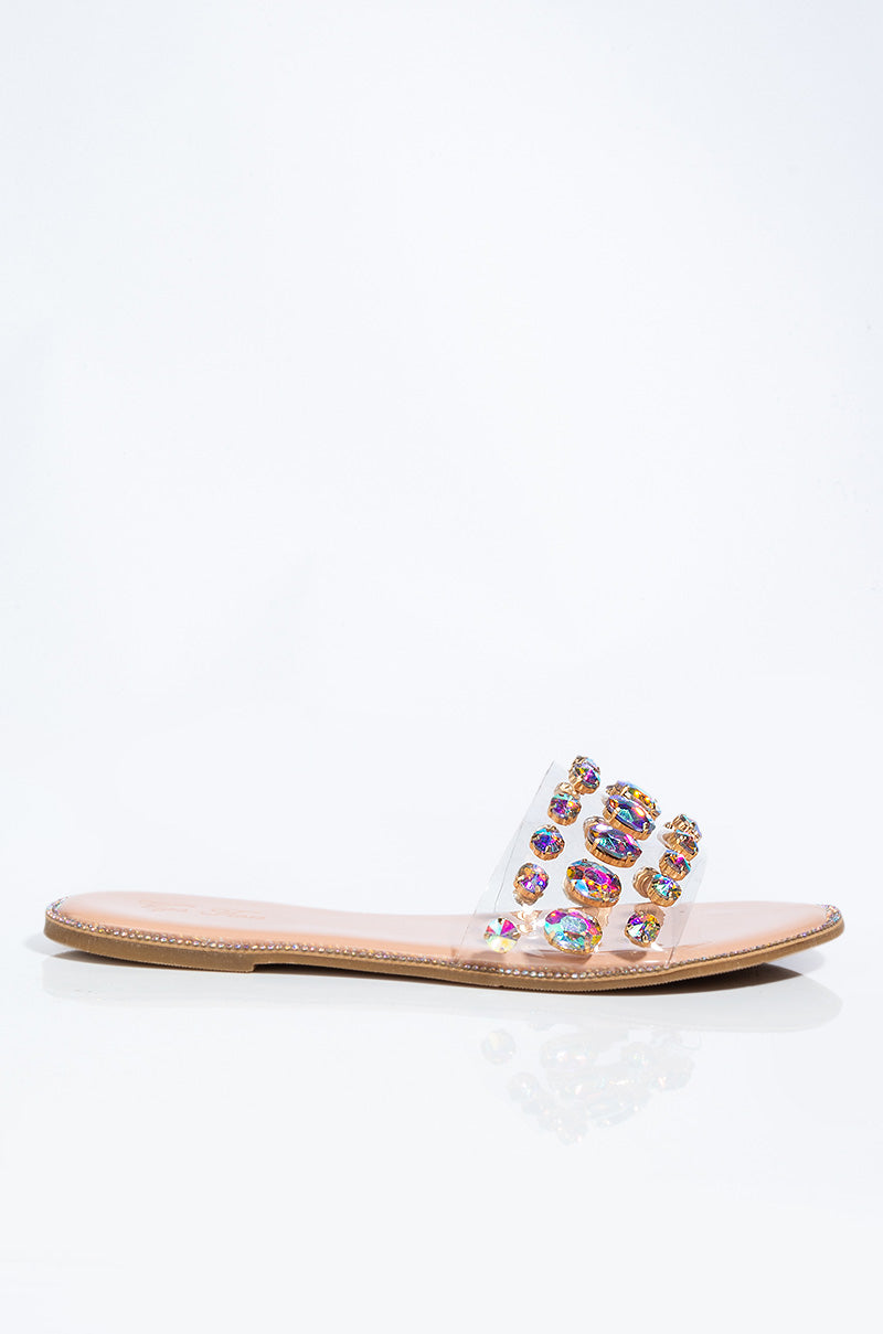 Back View Call Me Honey Rhinestone Sandal in Nude