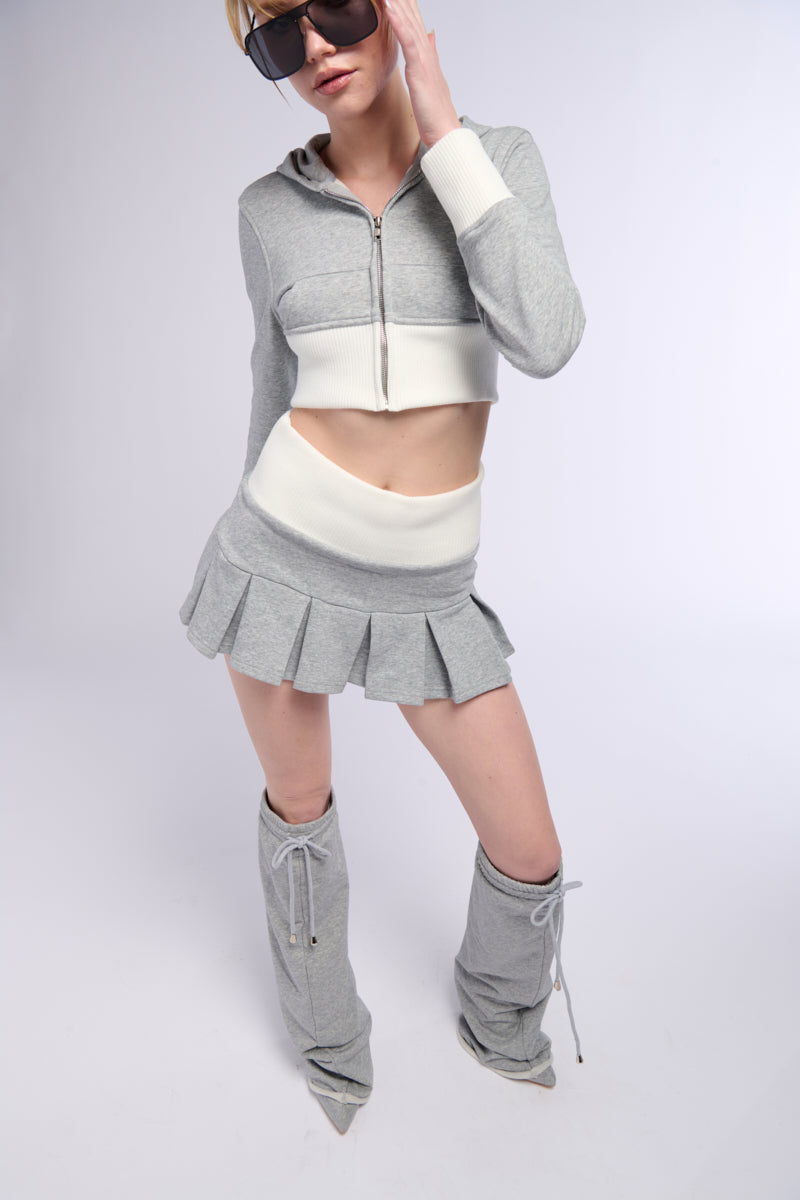 Extra View Call Me Maybe Cropped Zip Up Sweatshirt