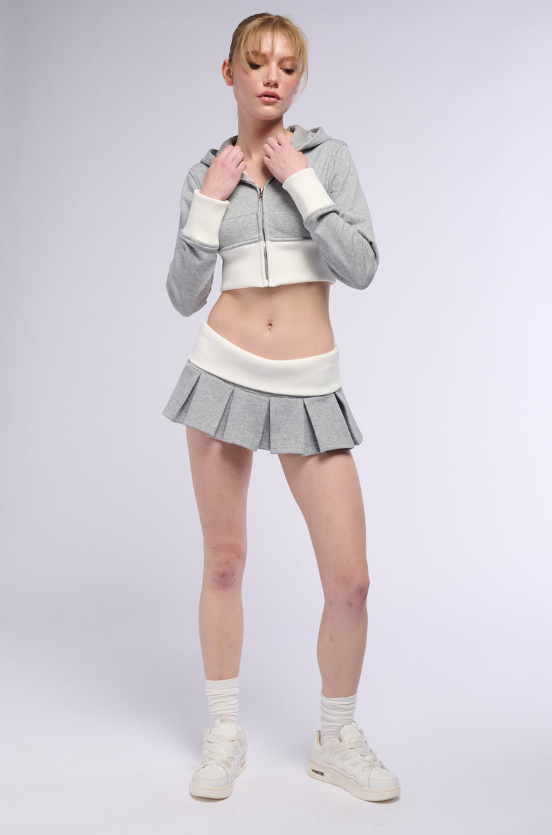 Extra View Call Me Maybe Cropped Zip Up Sweatshirt