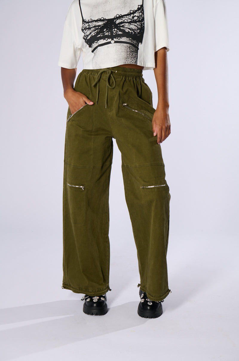 Front View Calm Day Flex Jogger In Olive