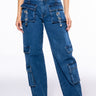 Front View Calypso Mid Rise Wide Leg Jeans