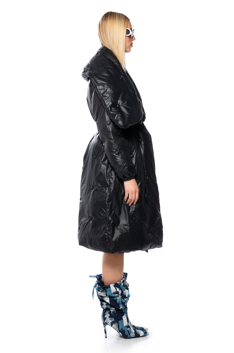 Detail View Camping Tufted Puffer Coat In Black