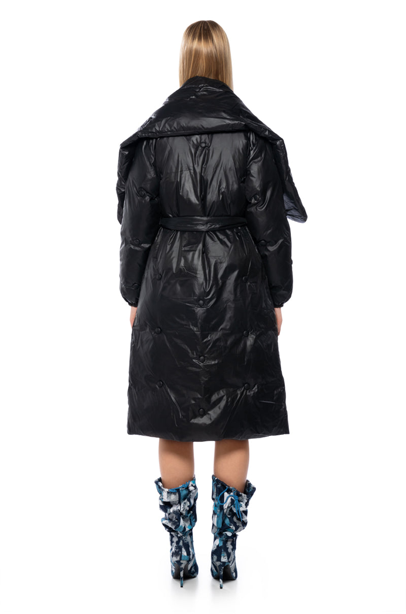 Full View Camping Tufted Puffer Coat In Black