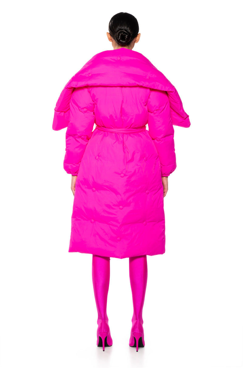 Full View Camping Tufted Puffer Coat In Pink