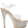 Front View Candy Bling Chunky Platform Sandal In Clear Pvc