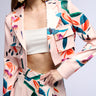 Front View Candy Rain Satin Crop Utility Blazer