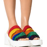 Front View Cani Embellished Chunky Heel Platform Sandal In Rainbow