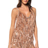 Front View Cant Beat This Sequin Fringe Bodysuit In Champagne