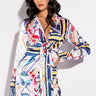 Front View Cant Stop Scarf Print Shirt Dress