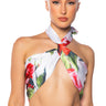 Front View Caramella Twist Front Satin Crop Top