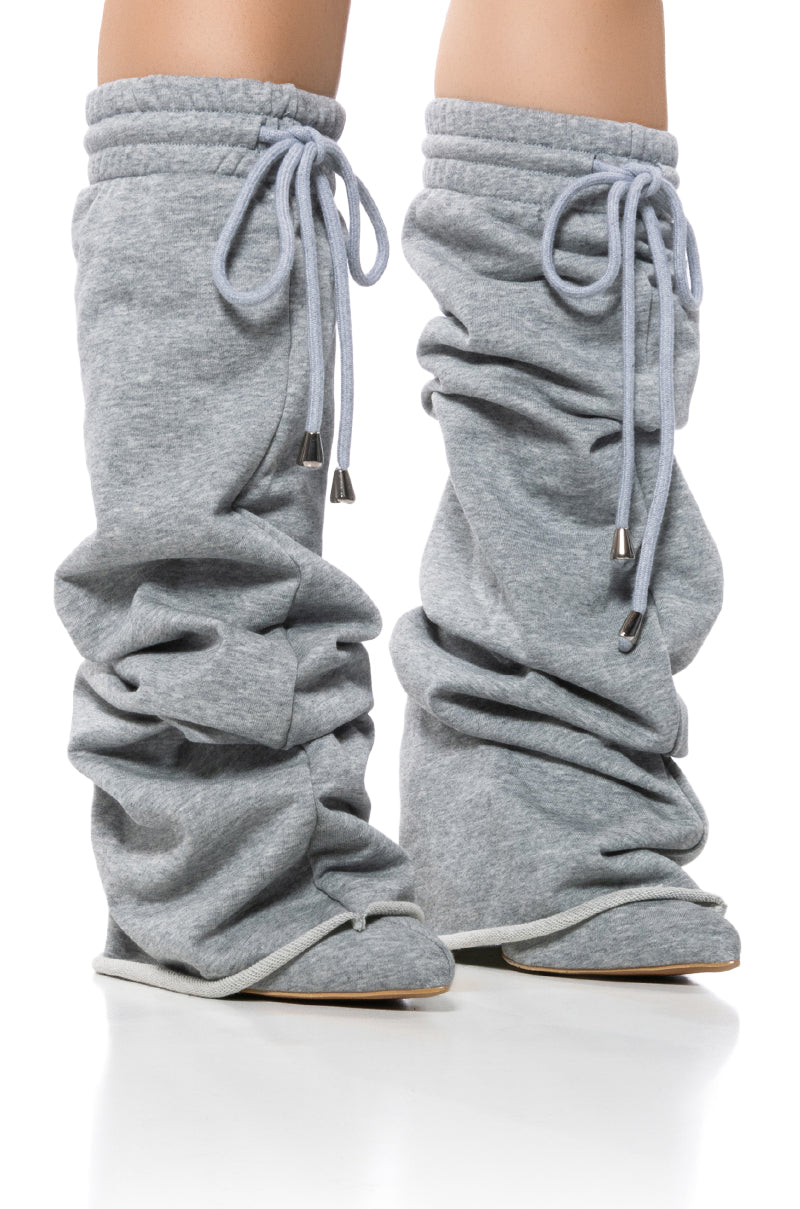 Side View Cario Grey Sweatpant Boot