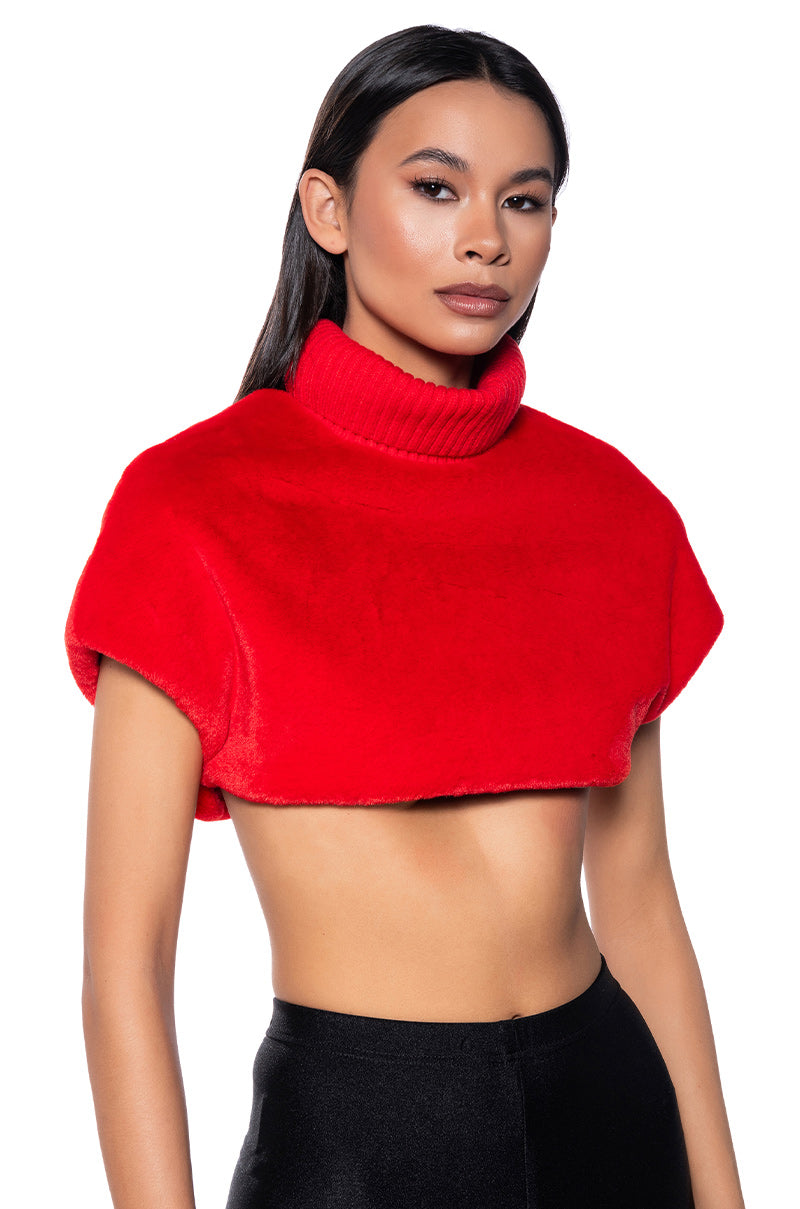 CARISSA MOCK NECK CROPPED FUR SHIRT view 0