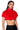 Front View Carissa Mock Neck Cropped Fur Shirt In Red