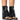 Front View Carla Fold Over Flat Bootie Sandal In Black