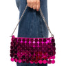 Front View Carmelina Metallic Sequin Bag In Fuchsia