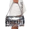 Front View Carmelina Metallic Sequin Bag In Silver