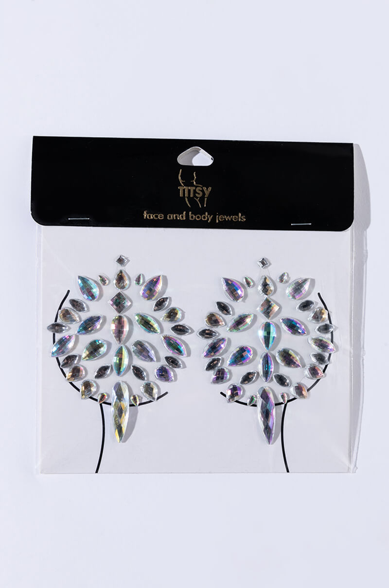 Front View Carnivale Snowflake Gem Nip Sticker