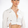 Front View Carried Away Cropped Button Down Top