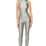 Front View Case Closed Sleeveless Mock Neck Jumpsuit In Grey