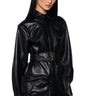 Front View Caspian Faux Leather Belted Utility Mini Dress