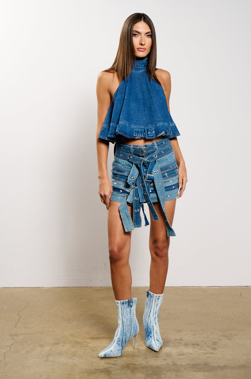 Full View Cassie Belted High Neck Sleeveless Top 4