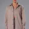 Front View Casual Casey Button Down Sweatshirt