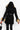 Back View Catalina Mix Faux Fur Long Dressy Coat in Black