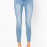 Front View Catch Me High Rise Skinny Jeans in Light Blue