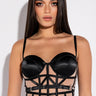 Front View Catch My Drift Mesh Panel Satin Bustier