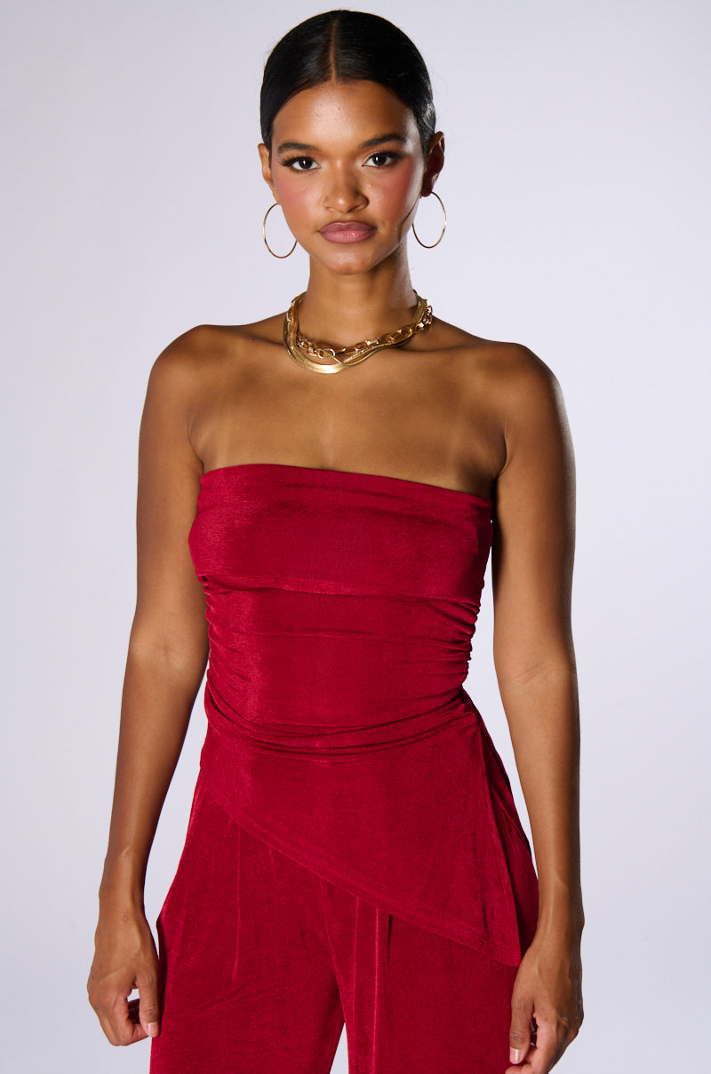 CATCHING A WAVE STRAPLESS TOP IN BURGUNDY view 0