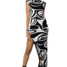 Front View Caught My Eye Mock Neck Knit Maxi Dress In Black White