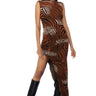 Front View Caught My Eye Mock Neck Knit Maxi Dress In Brown