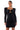 Front View Cause A Commotion Ruched Puff Sleeve Mini Dress In Black