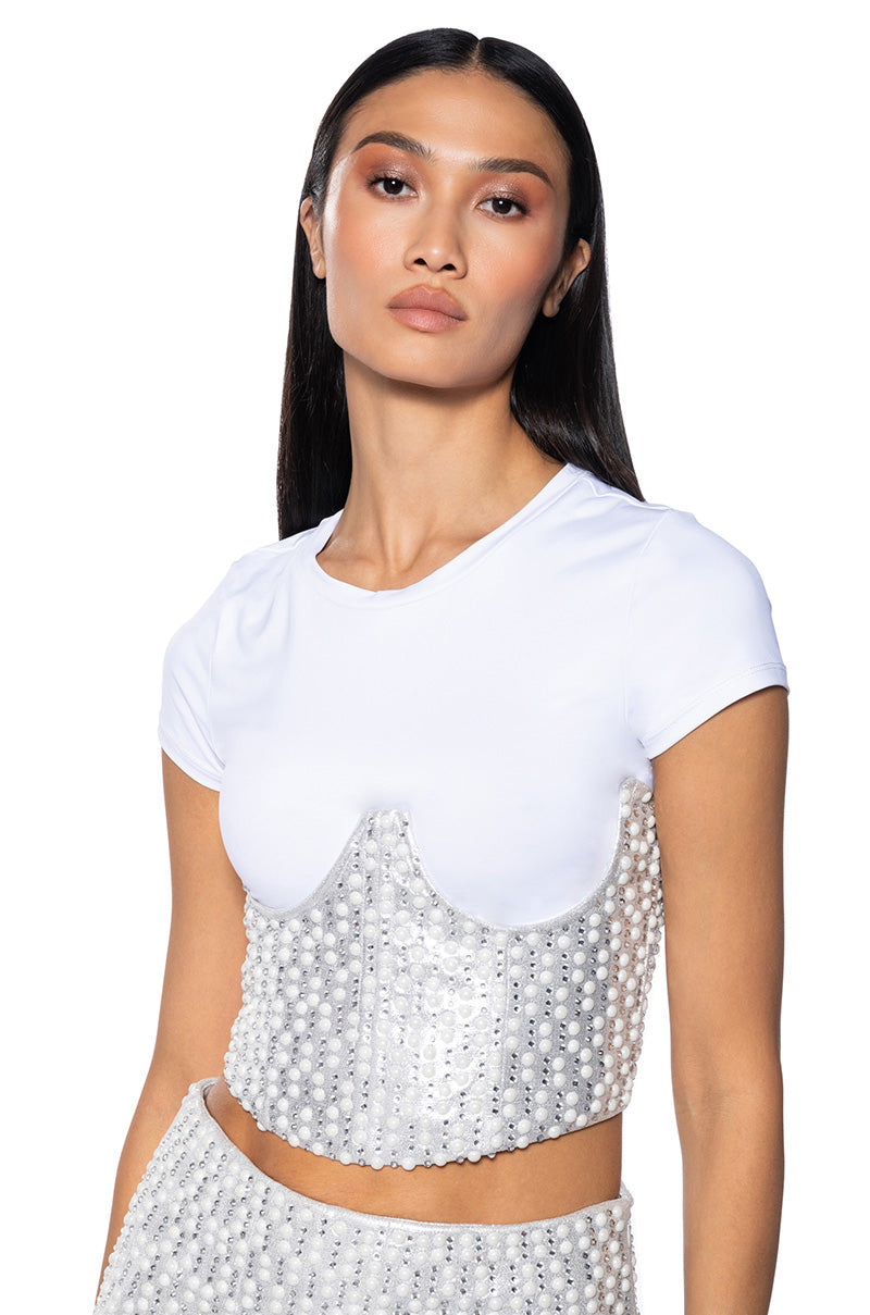 Front View Celebrate Me Embellished Corset