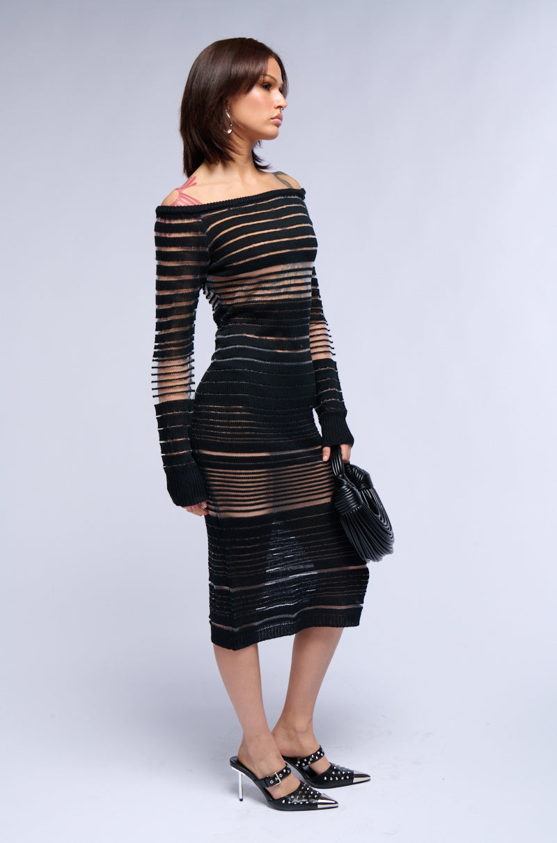 Detail View Celene Knit Striped Midi Dress