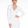 Front View Celeste Low V Bandage Midi Dress