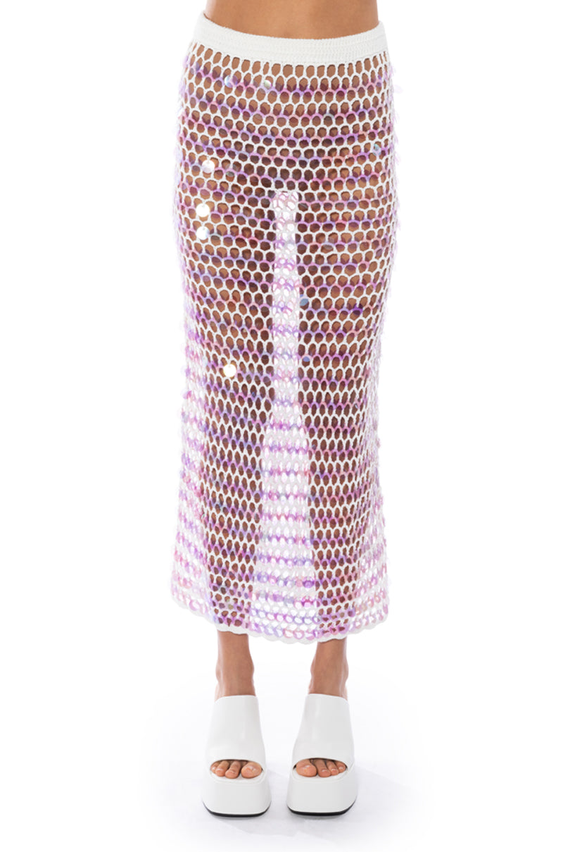 Full View Celine Sequin Crochet Maxi Skirt