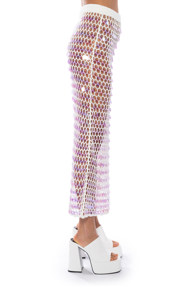 Extra View Celine Sequin Crochet Maxi Skirt